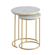 Load image into Gallery viewer, Mia White Marble Nest of Tables - Gold