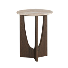 Load image into Gallery viewer, Kaley Round Side Table with Travertine Top