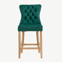 Load image into Gallery viewer, Velvet Bar Stool with Natural Legs