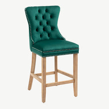Load image into Gallery viewer, Velvet Bar Stool with Natural Legs
