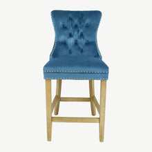 Load image into Gallery viewer, Velvet Bar Stool with Natural Legs