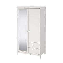 Load image into Gallery viewer, Marley 2 Door Mirrored Wardrobe with 2 Drawers - White
