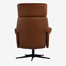 Load image into Gallery viewer, Tucker Swivel Recliner & Footstool - Tan Leather