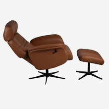 Load image into Gallery viewer, Tucker Swivel Recliner & Footstool - Tan Leather