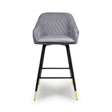 Load image into Gallery viewer, Sanwara Brushed Velvet Grey Bar Stool