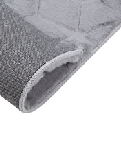 Load image into Gallery viewer, Faux Fur Honeycomb Grey Rug