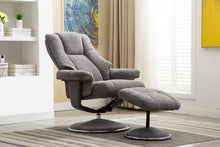 Load image into Gallery viewer, Vienna Charcoal Fabric Swivel Recliner and Footstool