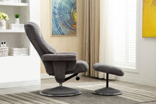 Load image into Gallery viewer, Vienna Charcoal Fabric Swivel Recliner and Footstool