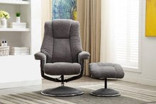 Load image into Gallery viewer, Vienna Charcoal Fabric Swivel Recliner and Footstool