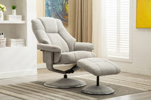 Load image into Gallery viewer, Vienna Cloud Grey Fabric Swivel Recliner and Footstool
