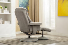Load image into Gallery viewer, Vienna Cloud Grey Fabric Swivel Recliner and Footstool