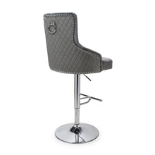 Load image into Gallery viewer, Salem Brushed Velvet Grey Bar Stool