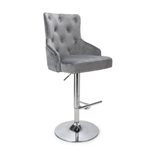 Load image into Gallery viewer, Rosario Brushed Velvet Grey Bar Stool