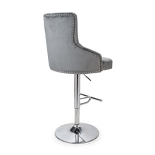 Load image into Gallery viewer, Rosario Brushed Velvet Grey Bar Stool
