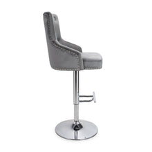 Load image into Gallery viewer, Rosario Brushed Velvet Grey Bar Stool