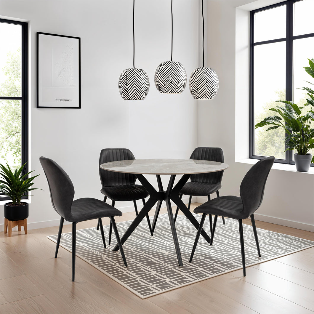 Toulon 1.1m Round Dining Table - Grey Stone