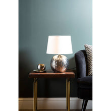 Load image into Gallery viewer, Chrome Dimple Effect Ceramic Table Lamp
