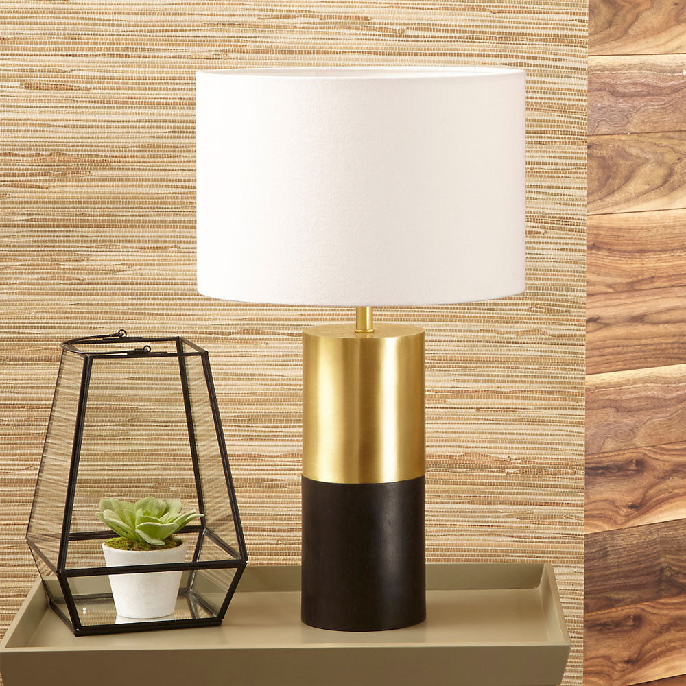 Evie Dark Wood and Gold Metal Table Lamp