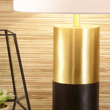 Load image into Gallery viewer, Evie Dark Wood and Gold Metal Table Lamp
