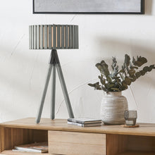 Load image into Gallery viewer, Harry Slatted Antique Wood Tripod Floor Lamp
