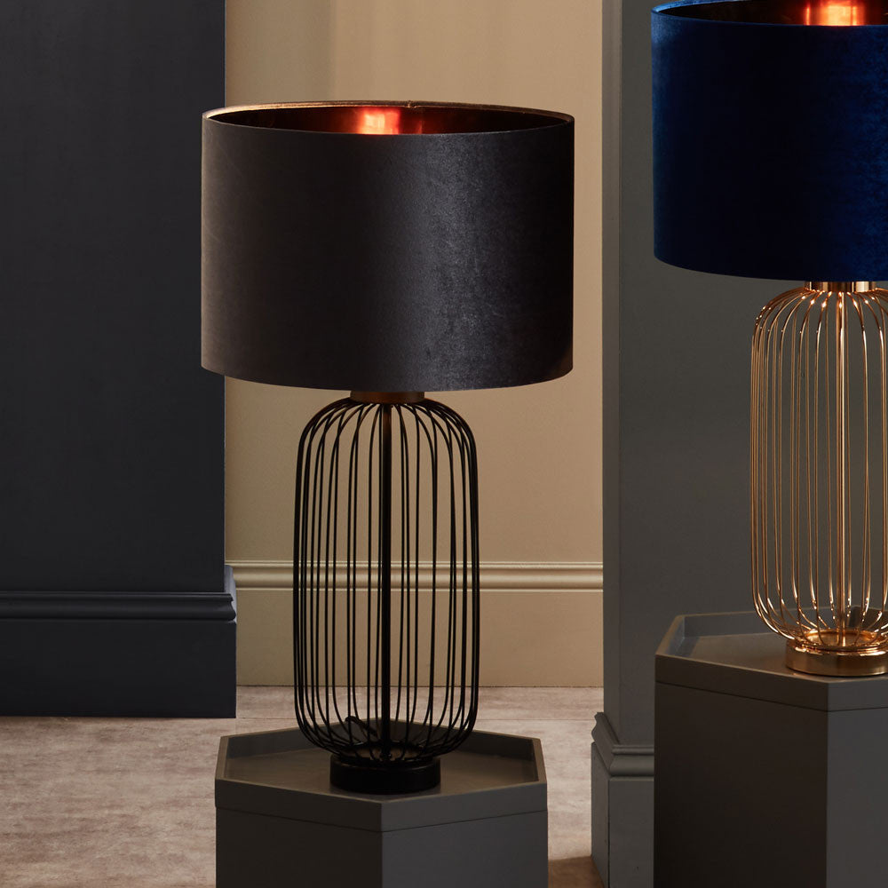 Shirlow Tobacco & Black Wire Table Lamp