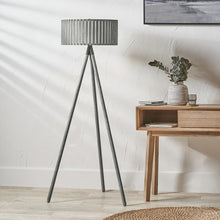 Load image into Gallery viewer, Harry Slatted Antique Wood Tripod Floor Lamp
