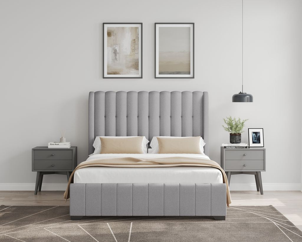 Maisie Upholstered Bed - Grey
