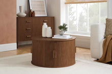 Load image into Gallery viewer, Avino Walnut Fluted Coffee Table with Storage
