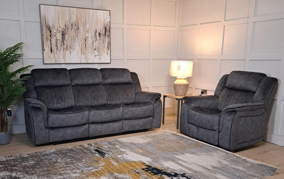 Galleno Manual Reclining Sofa - Grey