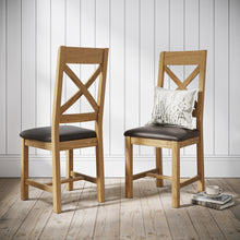 Load image into Gallery viewer, Sandy Cross Back Oak PU Chair
