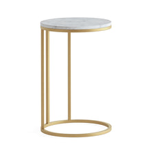 Load image into Gallery viewer, Mia White Marble Side Table - Gold
