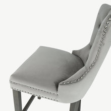 Load image into Gallery viewer, Velvet Bar Stool with Antique Legs
