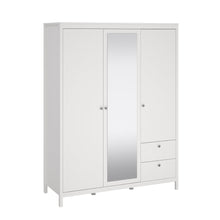 Load image into Gallery viewer, Marley 3 Door Mirrored Wardrobe with Drawers - White
