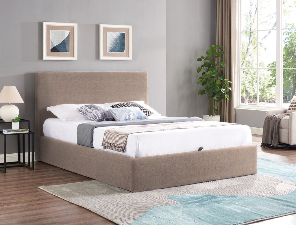 Ellie Fabric Ottoman Bed - Beige