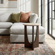 Load image into Gallery viewer, Kaley Round Side Table with Travertine Top
