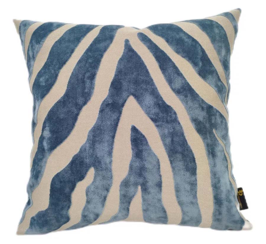 Malini Paul Moneypenny Zebedeedodah Velvet Blue 43x43cm Cushion