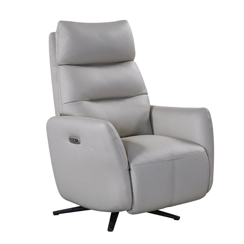 Seren Power Swivel Recliner - Light Grey Leather