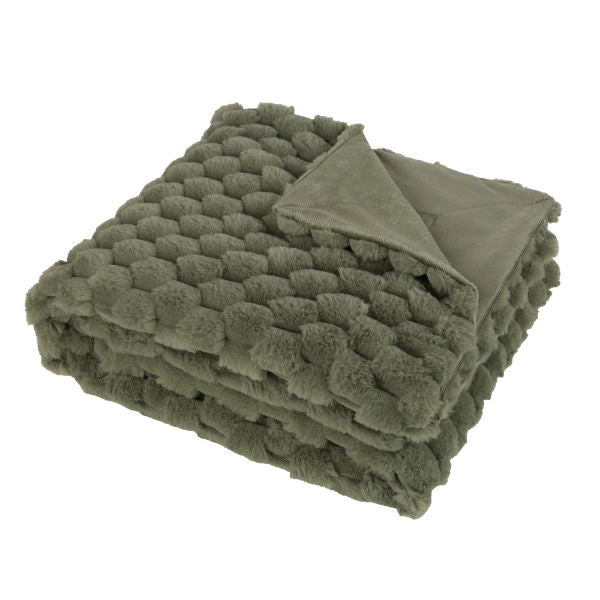 Malini Paul Moneypenny Ultrasoft Faux Fur Sage Green Throw
