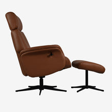 Load image into Gallery viewer, Tucker Swivel Recliner &amp; Footstool - Tan Leather
