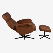 Load image into Gallery viewer, Tucker Swivel Recliner &amp; Footstool - Tan Leather
