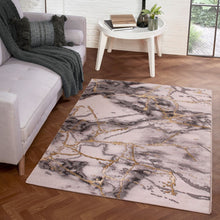 Load image into Gallery viewer, Cream/Gold Abstract Rug
