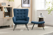 Load image into Gallery viewer, Katya Accent Chair &amp; Stool in Denim Blue
