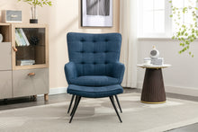Load image into Gallery viewer, Katya Accent Chair &amp; Stool in Denim Blue
