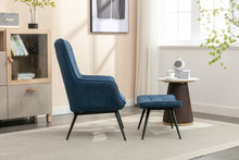 Load image into Gallery viewer, Katya Accent Chair &amp; Stool in Denim Blue
