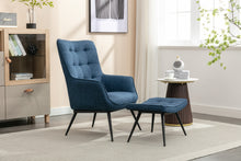 Load image into Gallery viewer, Katya Accent Chair &amp; Stool in Denim Blue
