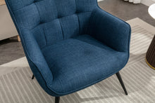 Load image into Gallery viewer, Katya Accent Chair &amp; Stool in Denim Blue
