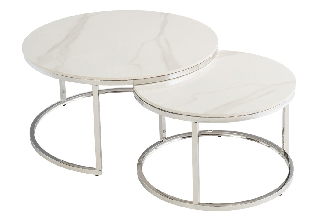 Harlem Round Coffee Table Set - White