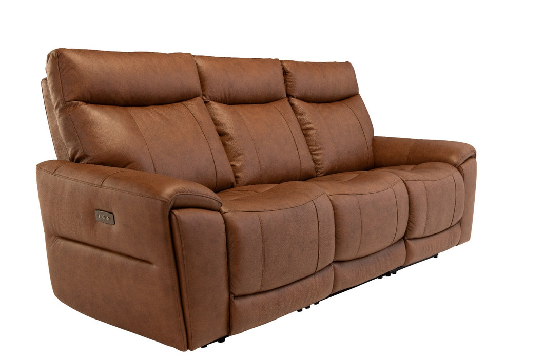 Dorzano Leather Electric Reclining 3 Seater - Tan