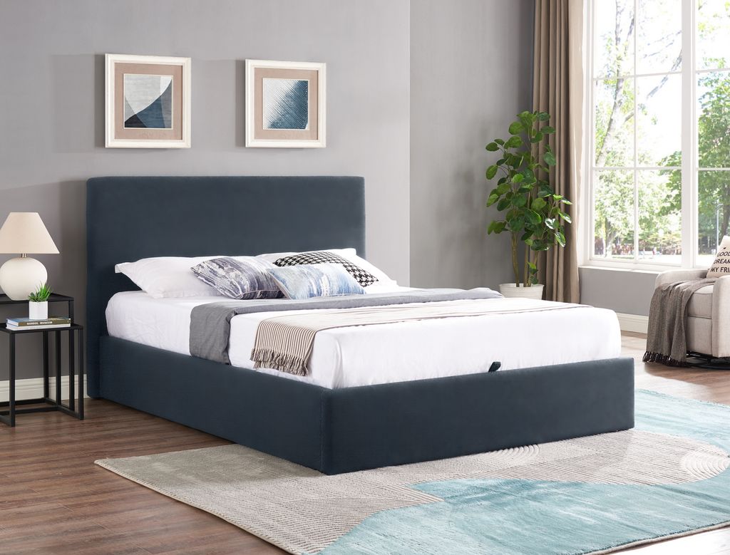 Ellie Fabric Ottoman Bed - Navy