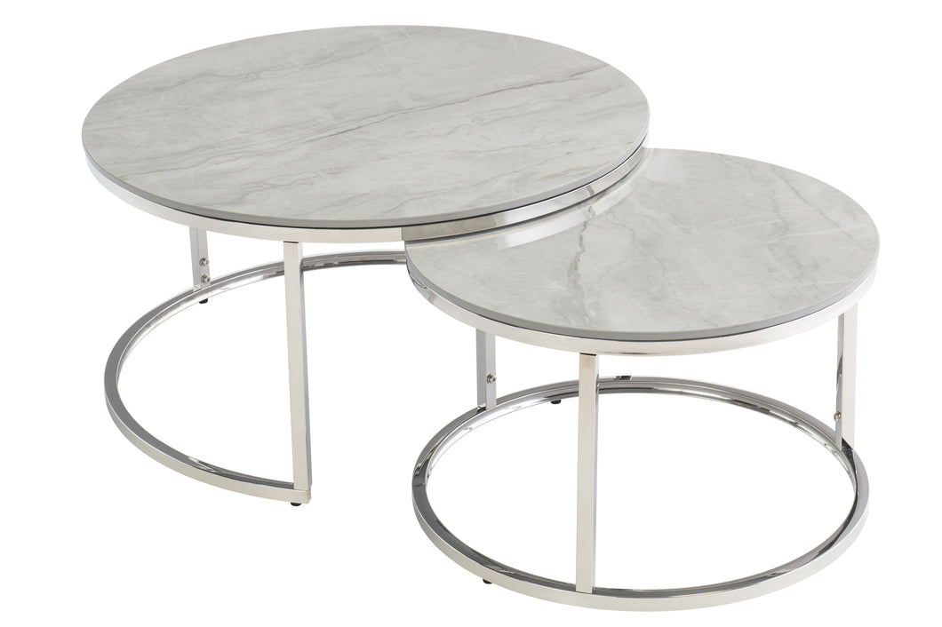 Harlem Round Coffee Table Set - Grey